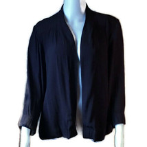 Christopher &amp; Banks Black Open Front Rayon Jacket 3/4 Sleeves Size Large NEW - £23.55 GBP