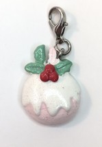 Clip on Charm Christmas Holiday Pink Snow Topped Ornament for Bracelet - £5.48 GBP