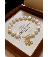White Vintage Bee Rhinestone Baroque Pearl Bracelet - $37.22 CAD