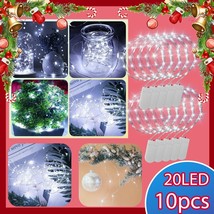 10Pcs 20Led Fairy String Lights Button Cell Powered Copper Wire Mini White Light - £22.13 GBP