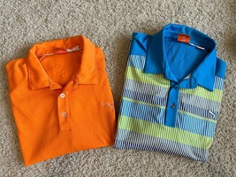 2 Puma Mens Size XL Sport Lifestyle Polo - Cool Cell - Blue / Orange Golf Shirt - £26.37 GBP