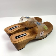 CANDIES Vintage 90s Y2K Wood Heel Chunky Platform Clog Slide Flower Sz 3 - £49.17 GBP