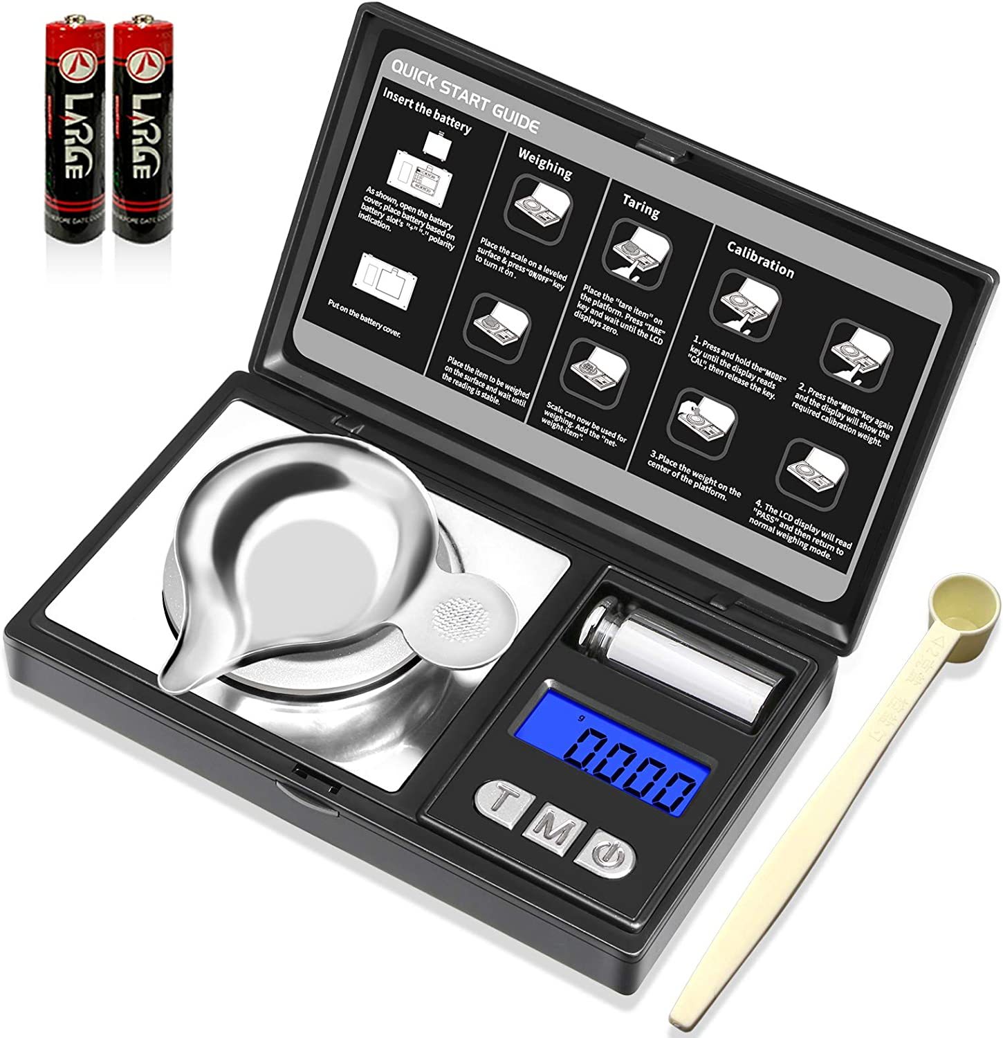 Digital Pocket Scale 200g X 0.01g - Mini Scale With 50g Cal Weight, LCD Display For Jewelry, Food, Coins