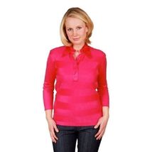 VTG 1970s Kay Silver Fuchsia Rib Knit Acetate Blouse Canada Collared But... - $49.95
