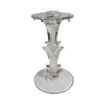 Glass Taper Etched Fleur-de-lis Candlestick Holder 7.5&quot;  Tall Vintage MCM - $15.17