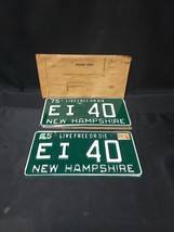 1975 New Hampshire License Plate Tags Set EI 40 - Low 2 Digit Number W/ ... - €29,69 EUR