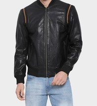 Men Leather Jacket Genuine Lambskin Zipper Leather Jacket - £133.22 GBP