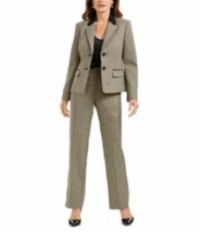 New Le Suit Beige Career Plaid Jacket Blazer Pants Suit Set Size 6 $240 - £68.46 GBP