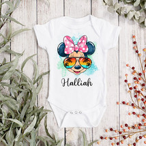 Minnie Mouse Holiday Personalised Baby Vest - Disney Baby Grow - Mickey Sleepsuit - £8.75 GBP