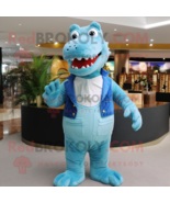 Sky Blue Crocodile mascot costume character dressed with a Waistcoat and... - £953.67 GBP