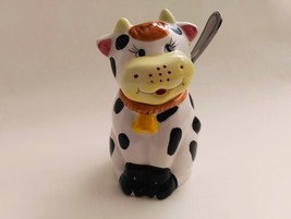 Colorful  White w/ Black Spotted Comic Cow Open Sugar Bowl Jam or Honey ... - $14.50