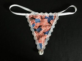 New Womens Usa American Flag Memorial Day Gstring Thong Panty Underwear - £15.22 GBP