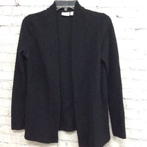 Kim Rogers Womens Cardigan Sweater Black Textured Long Sleeve Open Front S - £3.85 GBP