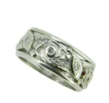 Pierced Art Deco Platinum Genuine Natural Diamond Band Ring (#J2385) - £1,278.05 GBP