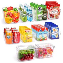 Set Of 10 Refrigerator Pantry Organizer Bins, Clear Plastic Food Storage... - £43.92 GBP