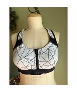 Yvette Black and White Zip Up Sports Bra X-Large - £13.45 GBP