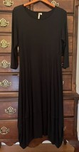 Comfy USA Kati Long Sleeve Midi Dress Black MEDIUM M bubble lantern - $49.47