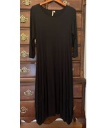 Comfy USA Kati Long Sleeve Midi Dress Black MEDIUM M bubble lantern - £38.76 GBP