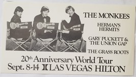 The Monkees Sept 8-14 20th Anniversary World Tour Las Vegas Hilton Postcard - £15.72 GBP