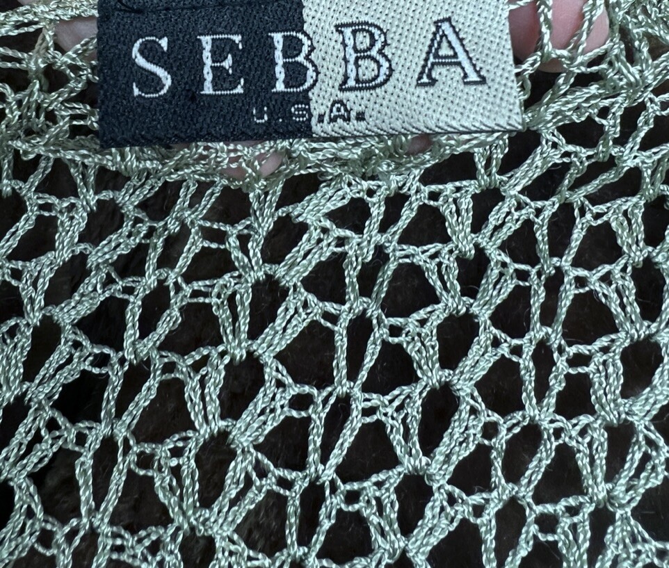 VTG Sebba Fishnet Top Fringe 80s S Blue Green Color Can be Swimsuit Coverup Item image 4