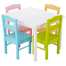 5 Piece Kids Wood Table Chair Set Activity Toddler Playroom Furniture Co... - £133.48 GBP