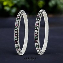 Véritable Bracelet Oxydé En Argent 925 Multi CZ Pour Femmes - 6 CM - $203.78