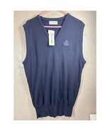 IZOD Classic Navy V-Neck Sweater Vest Preppy Golf Classic Made USA Large... - $544.42 MXN