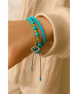 Handmade 2025 Turquoise Stone Bracelet – Boho Chic Blue Gem, gift for her - $288.59 MXN