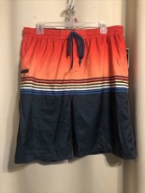 51C NWT Burnside Men&#39;s Large Swim Trunks Multi Colored Striped Board Shorts - £7.66 GBP