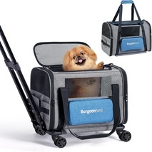 Cat Carrier With Wheels, Pet Carrier For Dogs 25 Lbs With Telescopic Han... - $55.99