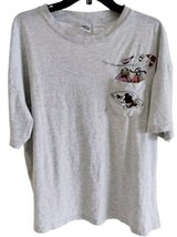 VTG Disney Store Mickey Goofy Donald Duck Shirt Men&#39;s XL Embroidered Gray Pocket - £21.70 GBP