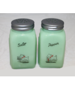 Jadeite Green Glass Puppy Dogs Salt and Pepper Shakers Jade Art Deco Arc... - £12.74 GBP
