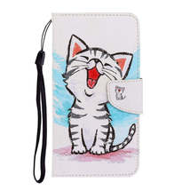 Anymob Samsung Yawning Kitty Magnetic Flip Wallet Case Painted Leather Cover - $28.90