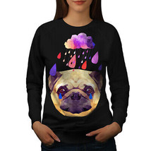Wellcoda Pug Dog Rain Cool Funny Womens Sweatshirt, Tear Casual Pullover Jumper - £23.10 GBP+