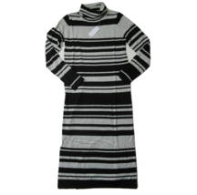 NWT Lou &amp; Grey Striped Turtleneck in Black Gray Midi Maxi Sweater Dress XS - £19.30 GBP
