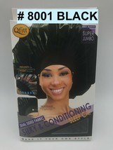 QFITT DUAL SIDED FABRIC SILKY &amp; CONDITIONING SLEEP CAP #8001 BLACK JUMBO - $3.99