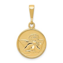 14K Yellow Gold Angel Pendant Charm Religious Jewerly 29mm x 16mm - £106.32 GBP