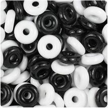 BeadTin Black &amp; White Opaque 14mm Ring Craft Beads (100pcs) - $3.39