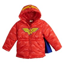 2T Toddler Girl DC Comics Wonder Woman Hooded Puffer Jacket - £59.95 GBP