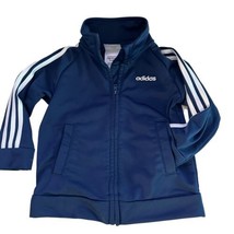 Adidas Navy Blue White Striped Track Jacket Full Zip Unisex Baby Size 18 Months - £10.27 GBP