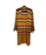 Free People Winding Road Cardigan Sweater XS Yellow Striped Open Front R... - $64.80 CAD
