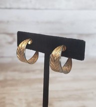 Vintage Clip On Earrings - Chunky Hoops with Design - 7/8&quot; - £8.78 GBP