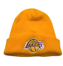 LA Lakers Knit Beanie Hat Winter Gold Yellow Stitched Logo Pull On Mens ... - £21.95 GBP