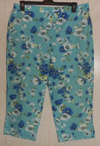New Womens Emma James Stretch Blue Floral Capris Size 16 - £19.77 GBP