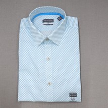 NWT Lake Heusen Shirt Vivid Extra Slim Stretch Medium Blue White Classic... - $47.25