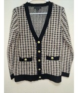 TAHARI brown/black  Long Sleeve Cardigan With gold Button and Pockets sz... - $914.42 MXN