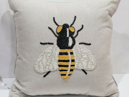 Primrose Vintage Beaded BUMBLE BEE Throw Pillow Gorgeous! 16&quot; x 16&quot; - £38.87 GBP