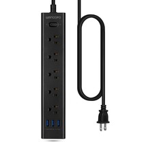 2 Prong Power Strip, 5 Ft Extension Cord Surge Protector, 5 Outlets And 3 Usb, 1 - £24.96 GBP