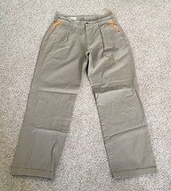 ORVIS Mens Size 34 Tan/Beige Zambezi Twill Pants with Leather Trim in Pockets. - £33.81 GBP