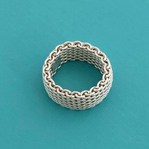 Size 5  Tiffany &amp; Co Sterling Silver Somerset Mesh Basket Weave Ring - £199.33 GBP
